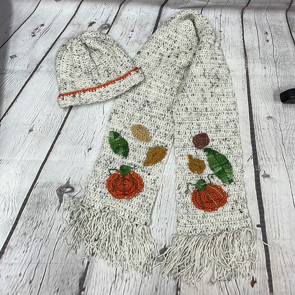 Handmade fall scarf & beanie hat set
